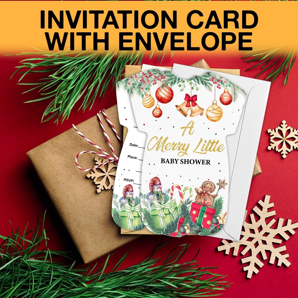 Christmas Baby Shower Invites with Envelopes 20 Pack