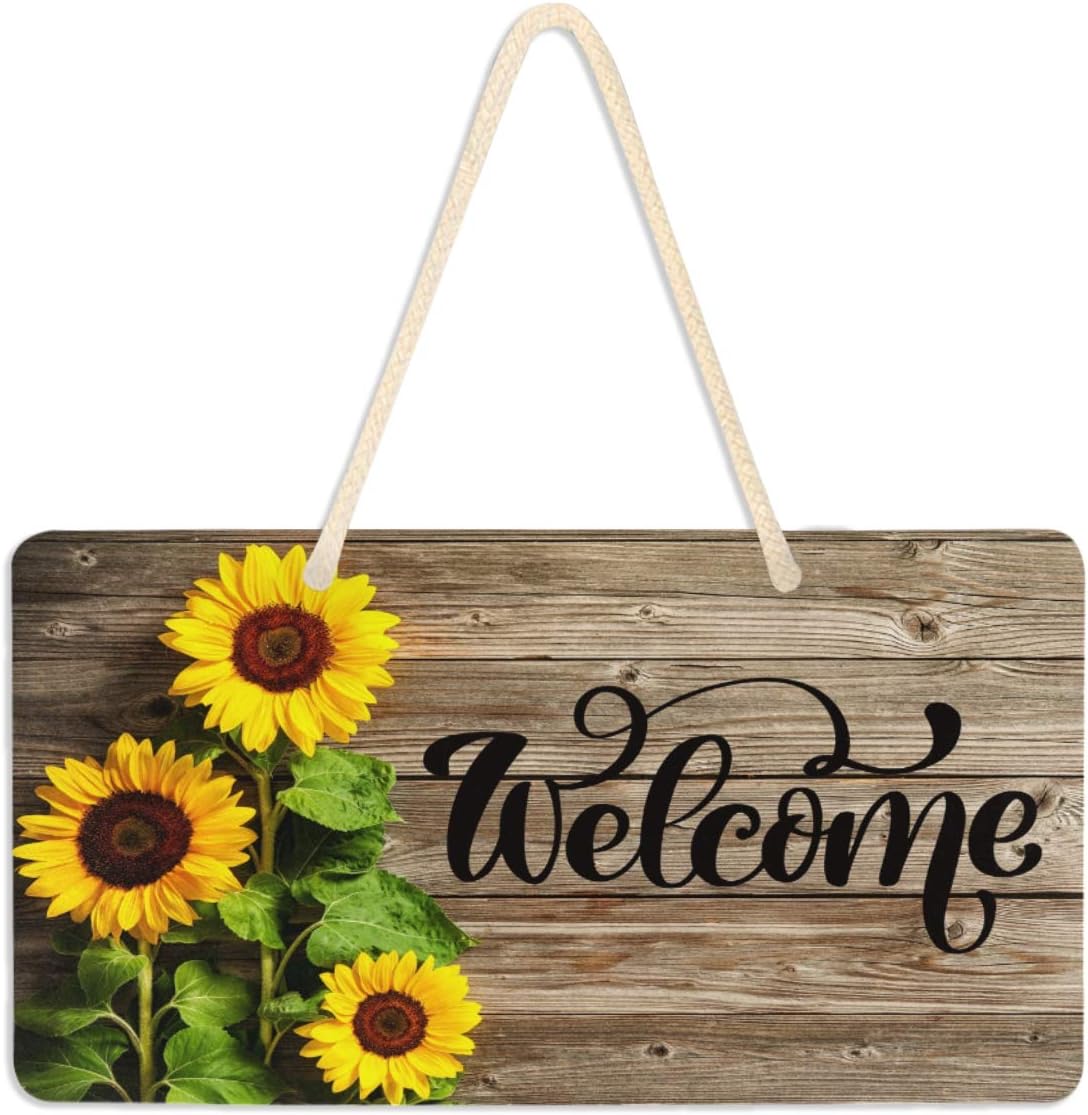 Vdsrup Vibrant Sunflowers Door Sign Wall Hanging Decor