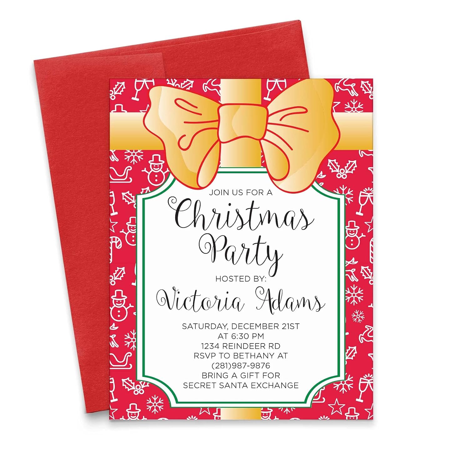 Personalized Christmas Party Invites with Envelopes 1