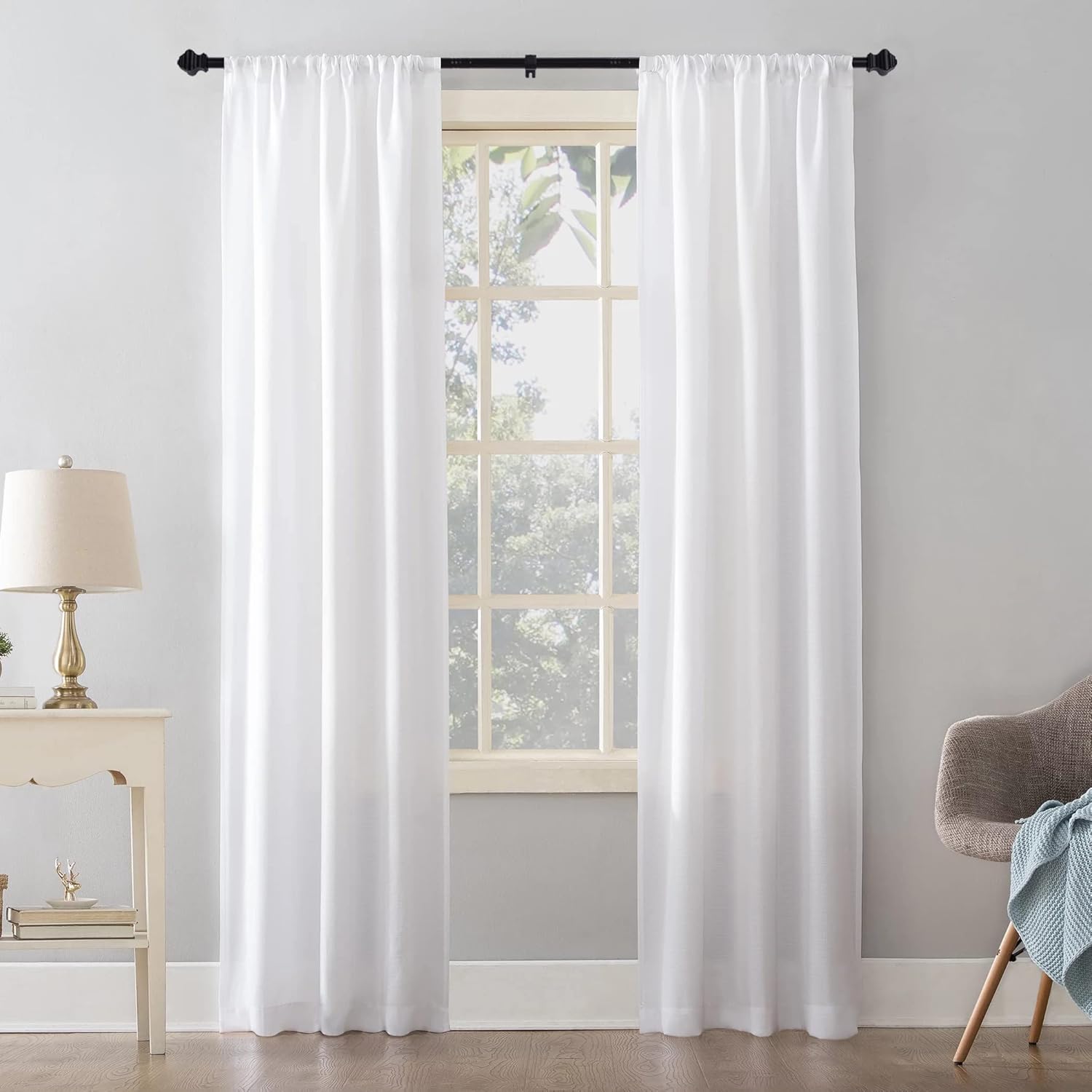 Thestoa 58 Black Curtain Rods 2 Pack Heavy Duty