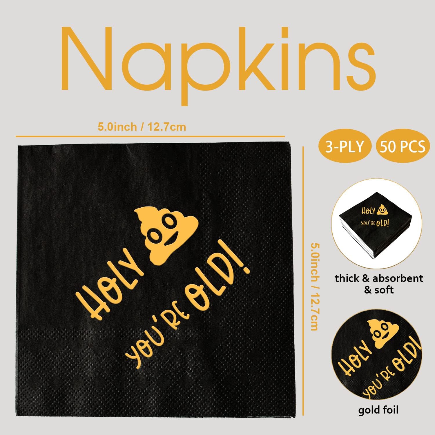 SWEETTALA Holy Youre Old Funny Birthday Napkins 50 Pack