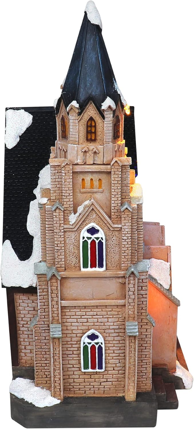 Christmas Village Cathedral - Lighted Musical Resin Collectible Display