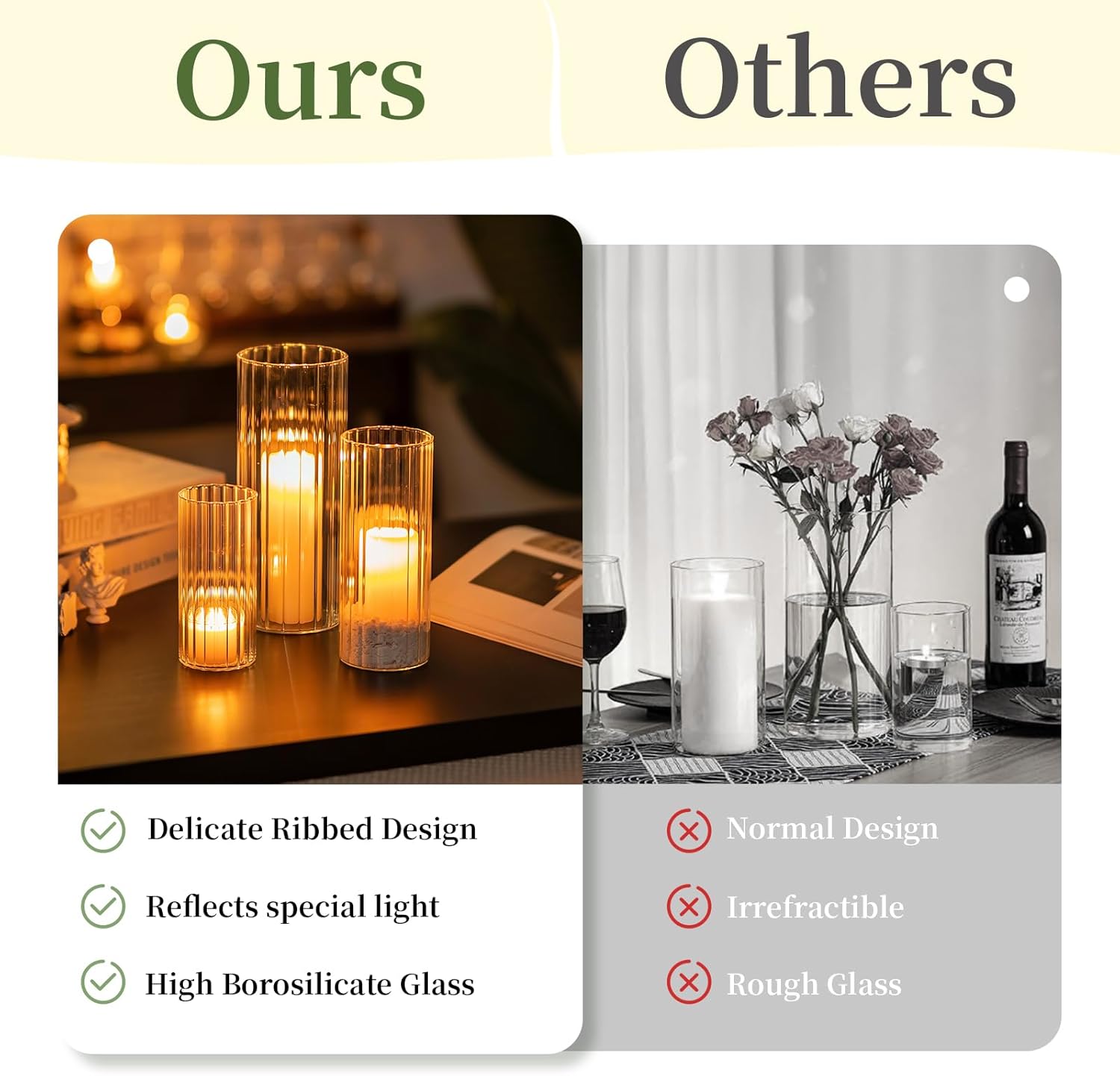 Glasseam Clear Hurricane Candle Holder Set of 6