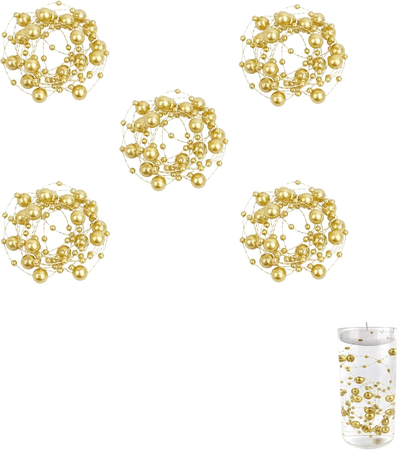 5 Pack Floating Pearl String for Candles Centerpiece