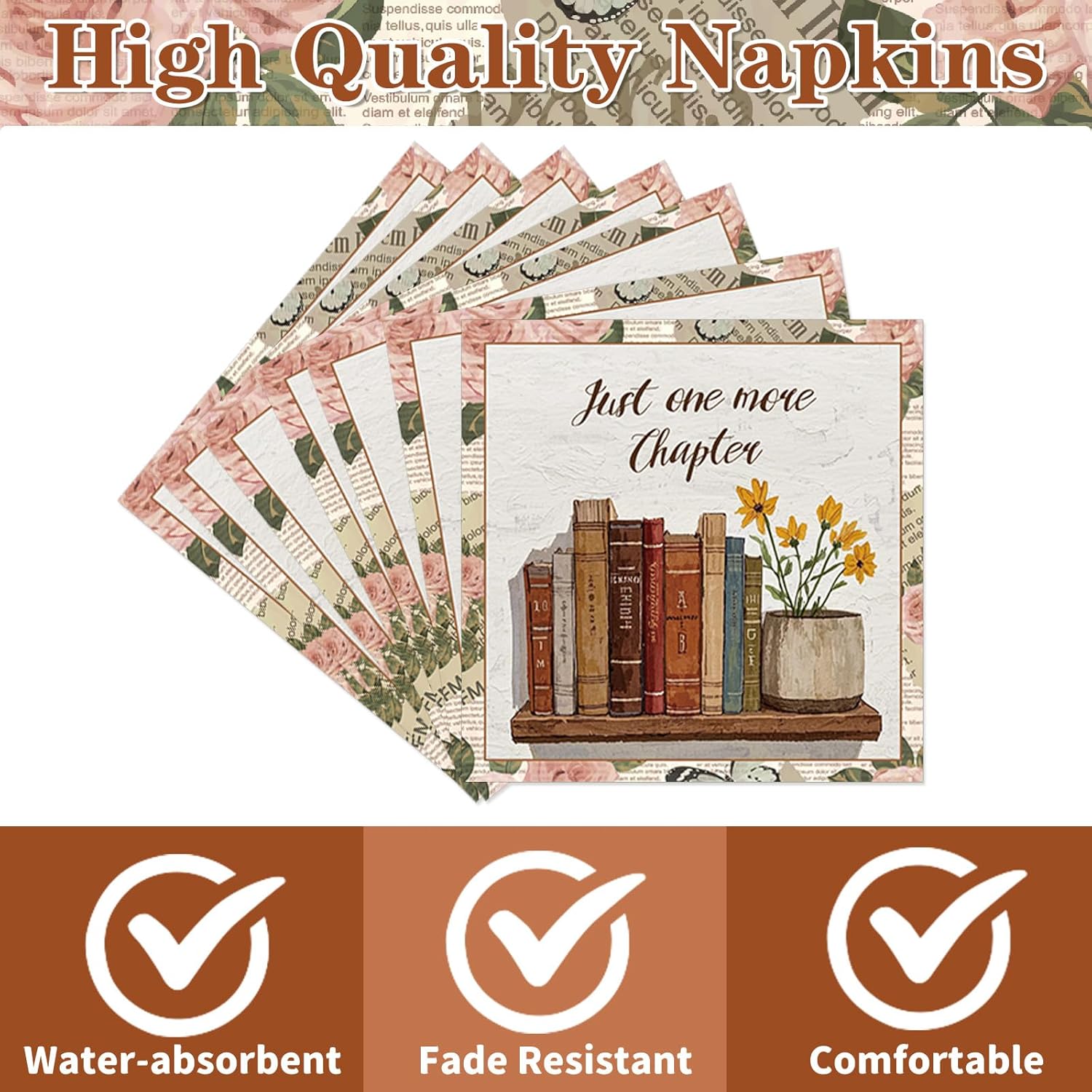 Rakuto Book Themed Napkins 50PCS for Parties and Baby Showers