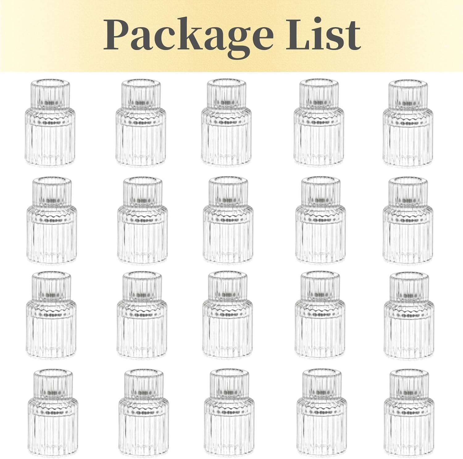 Hewory 20PCS Clear Taper Candle Holders for Table Centerpieces