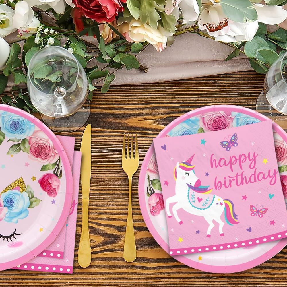 Unicorn Birthday Pink Napkins - Pack Of 16