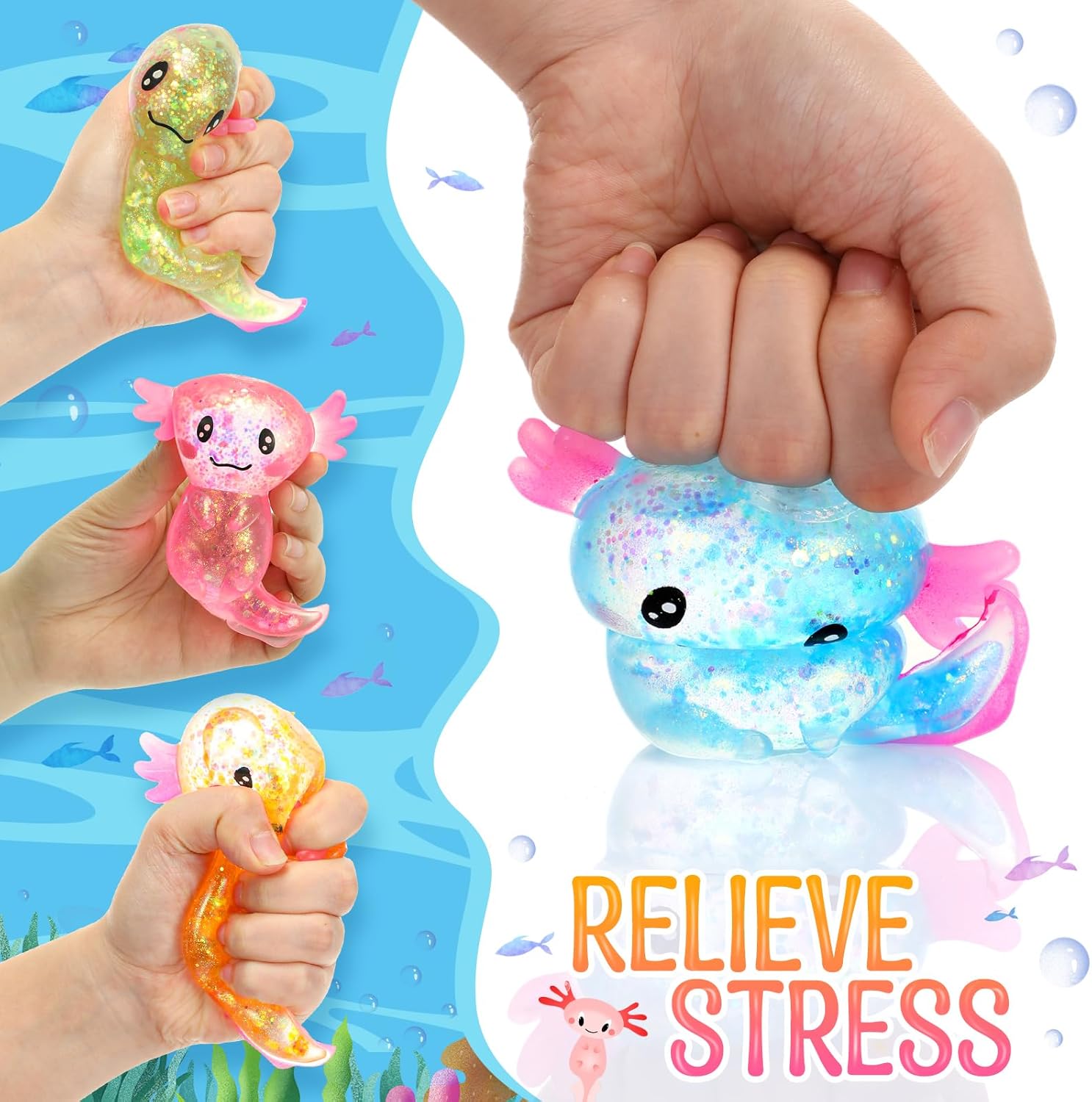 HyDren 12 Pcs Axolotl Fidget Toy with Cards 1