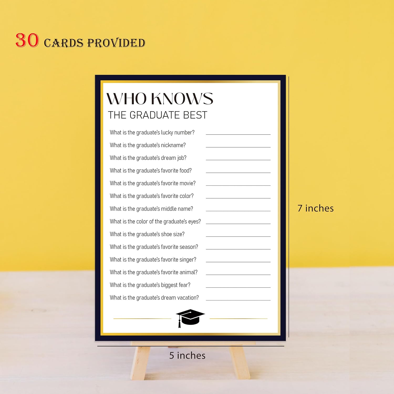 Uhadre Graduation Party Game Set of 30 Double Sided Cards