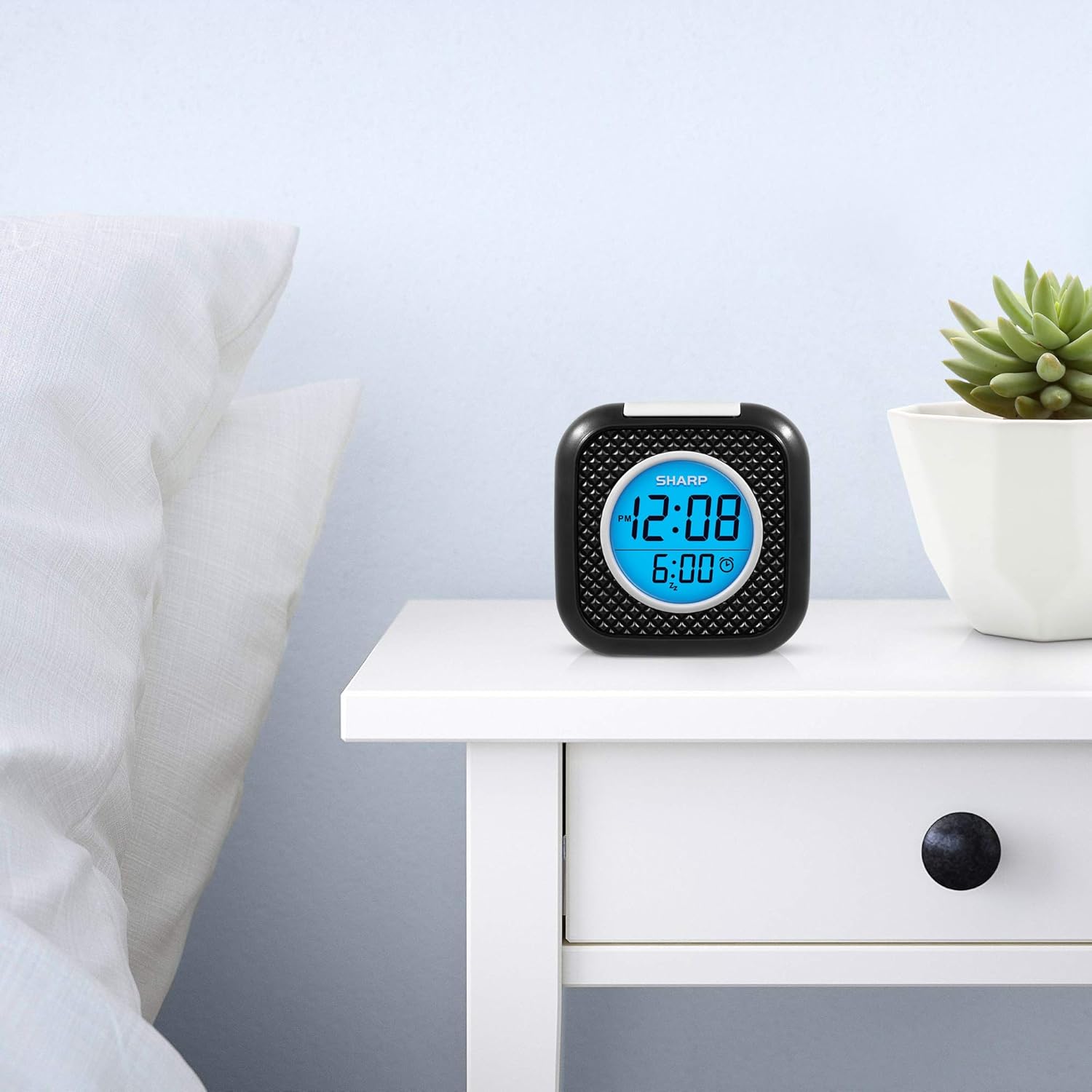 Sharp Pillow Personal Alarm Clock Vibration or Beep Alarm Black