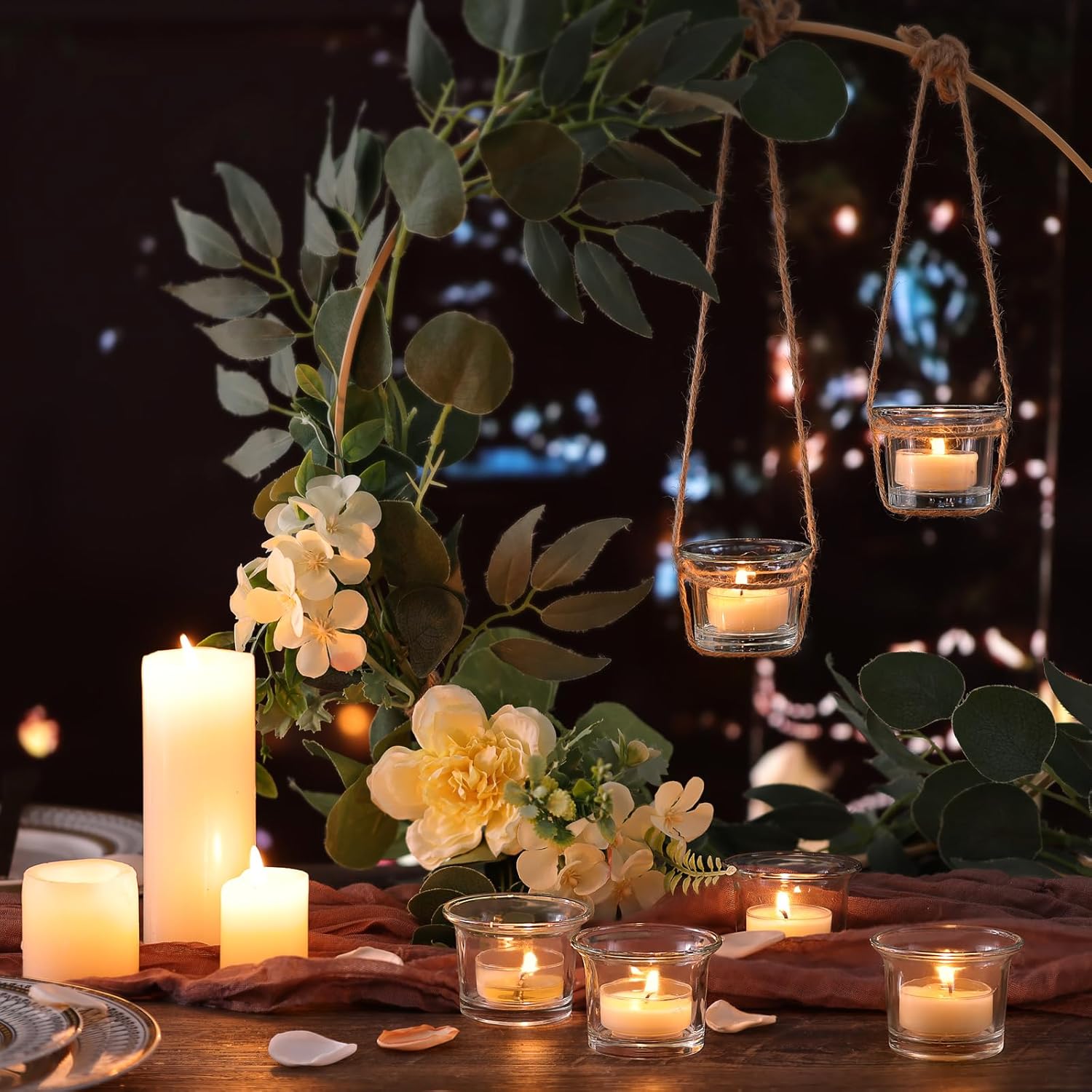 Letine Tea Light Holder Set of 12 Clear Glass Votive Candle Holders