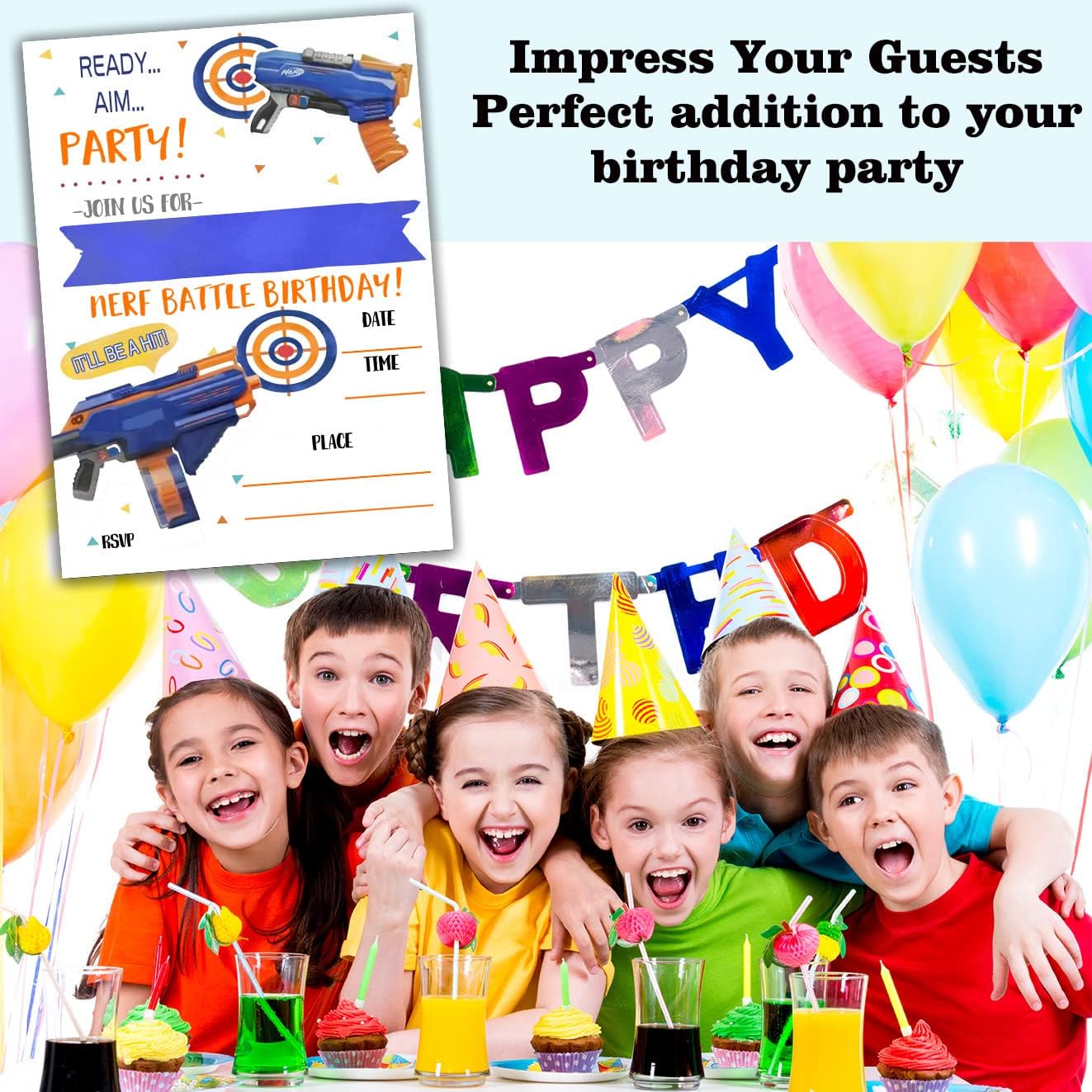 Nopoben Dart War Party Invitation Cards with Envelopes