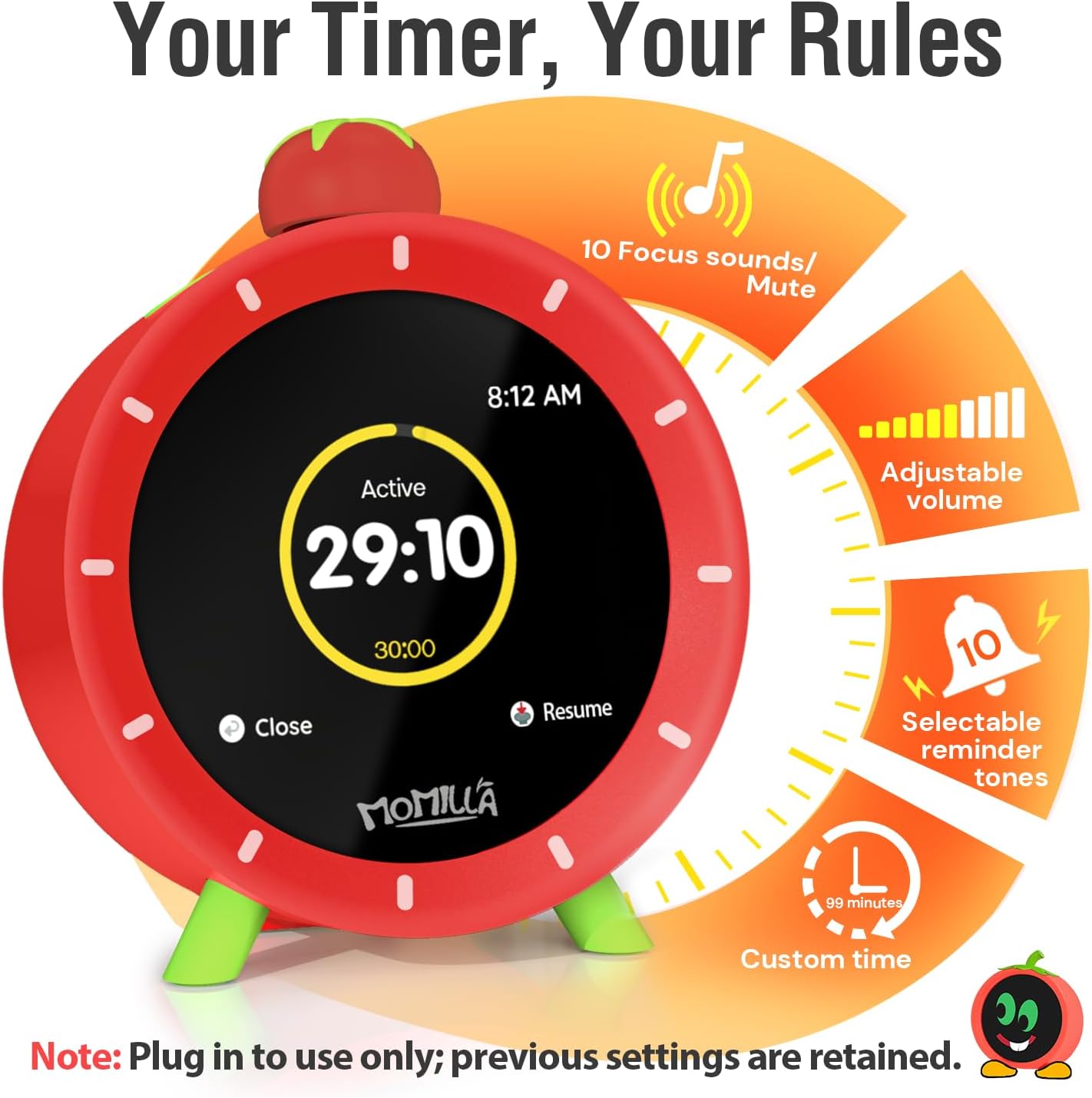MOMILLA 4 Alarm Clock with Colorful LCD Display