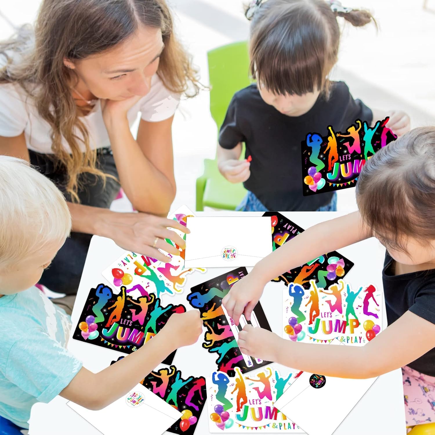36pcs Bounce House Party Invites with Envelopes and Stickers