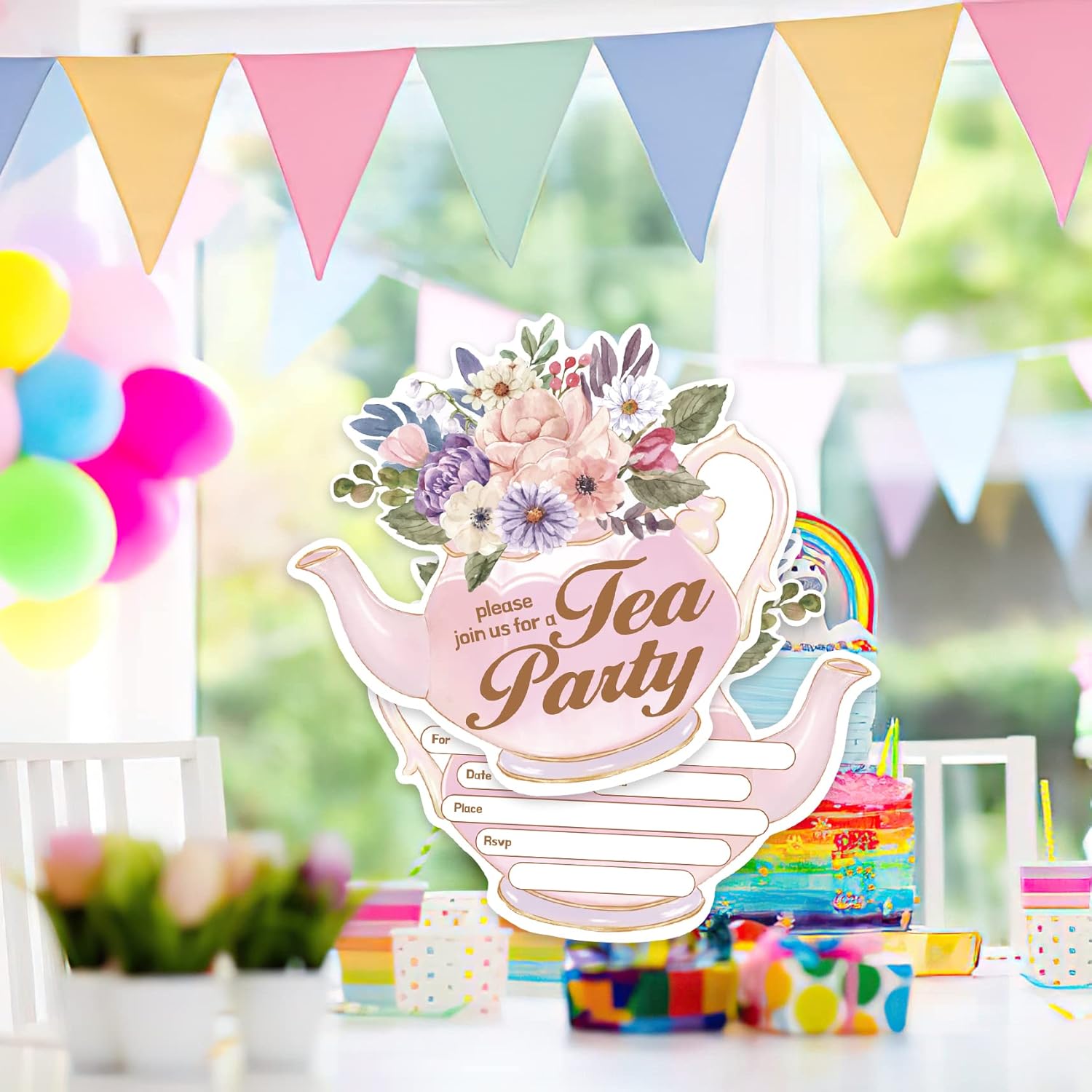 AEHIE 20 Piece Floral Tea Party Invitation Set