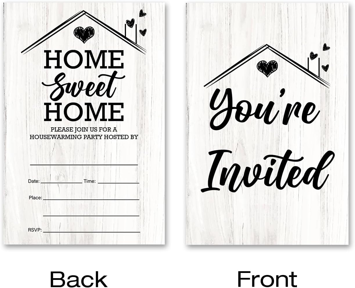 Brayqu Housewarming Party Invitations Rustic Home Sweet Home Fill-in 20 Set