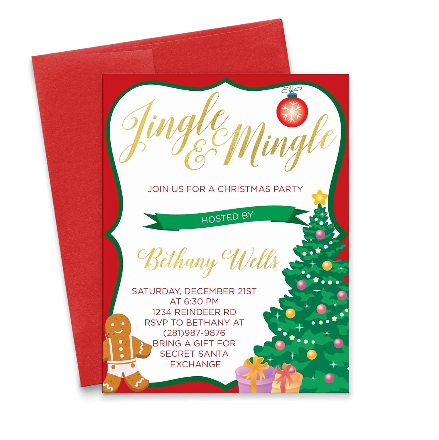 Personalized Christmas Party Invites with Envelopes