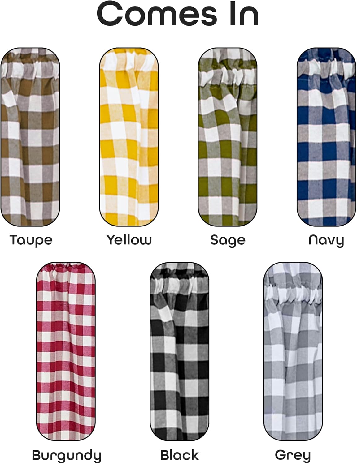 Buffalo Check Valance Window Curtains - 58 Inch x 14 Inch