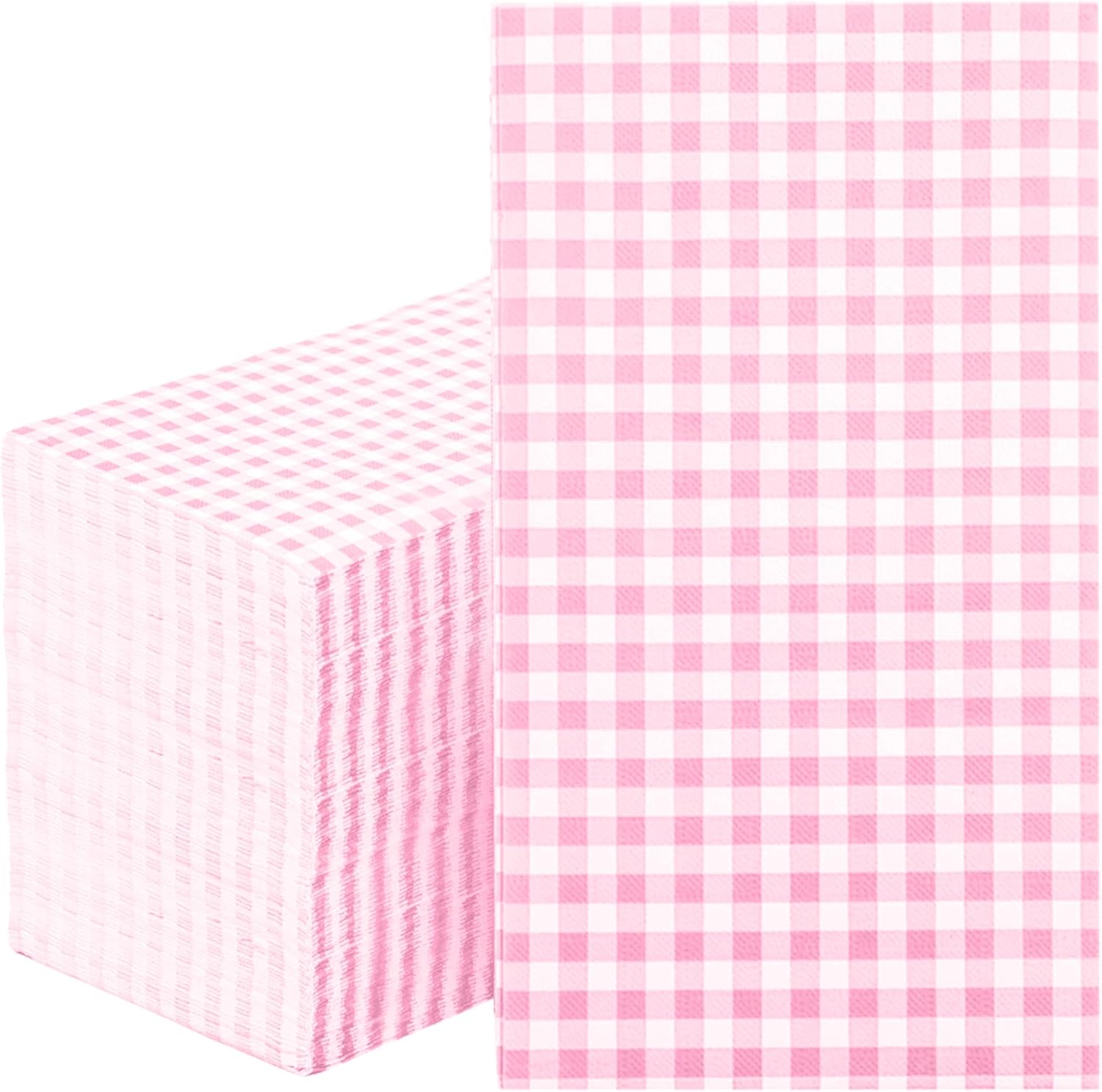 Pink Checkered Napkins 100 Pack 3 Ply for Events