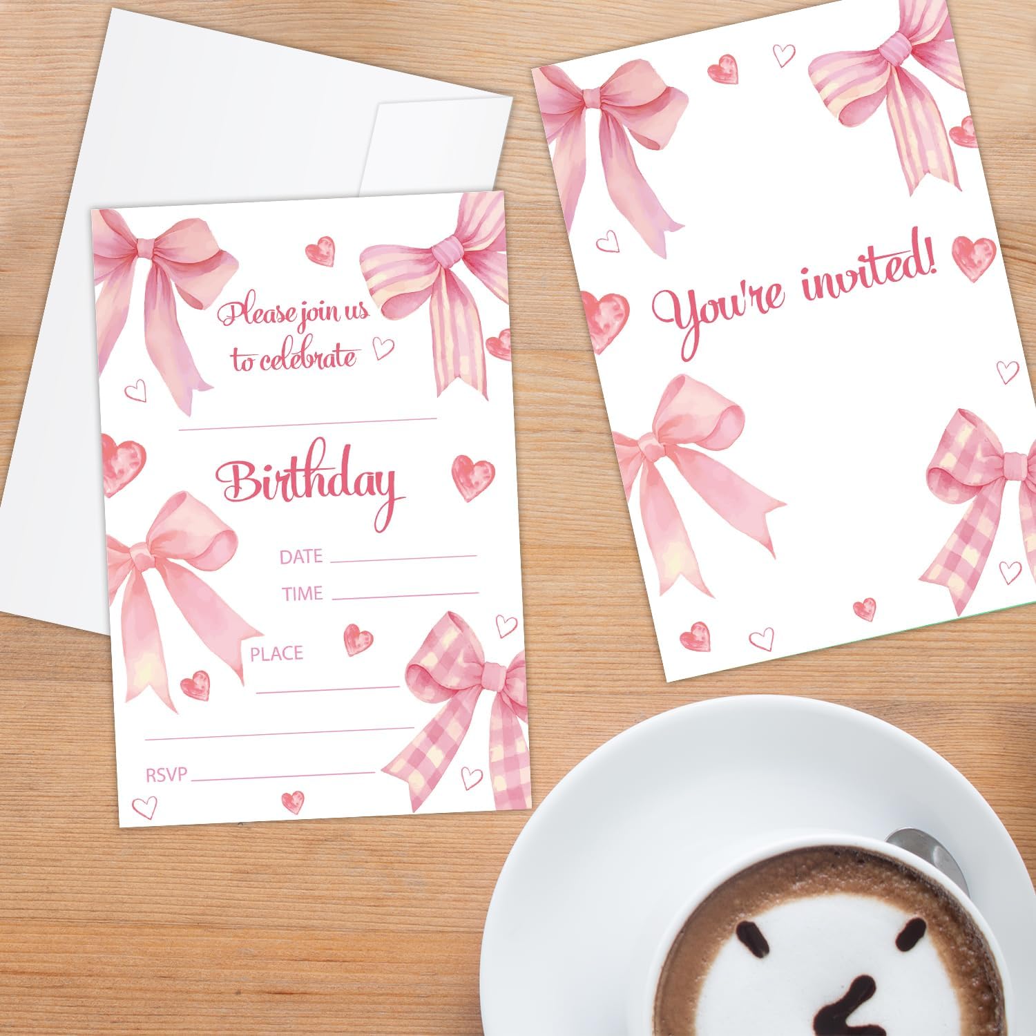 20 Pack Pink Birthday Invitations with Envelopes for All Ages