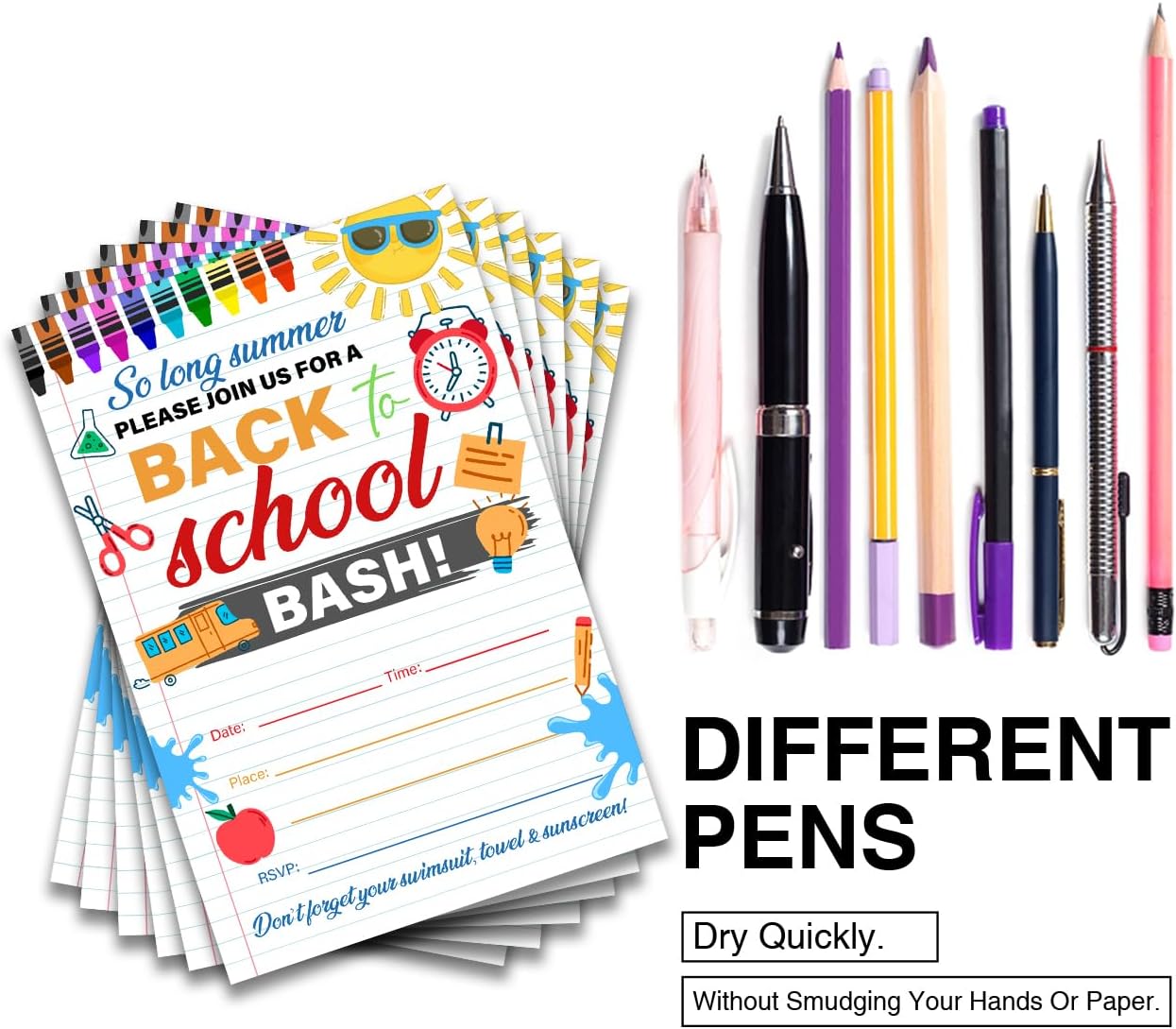 Back to School Party Invites with Envelopes Pack of 20