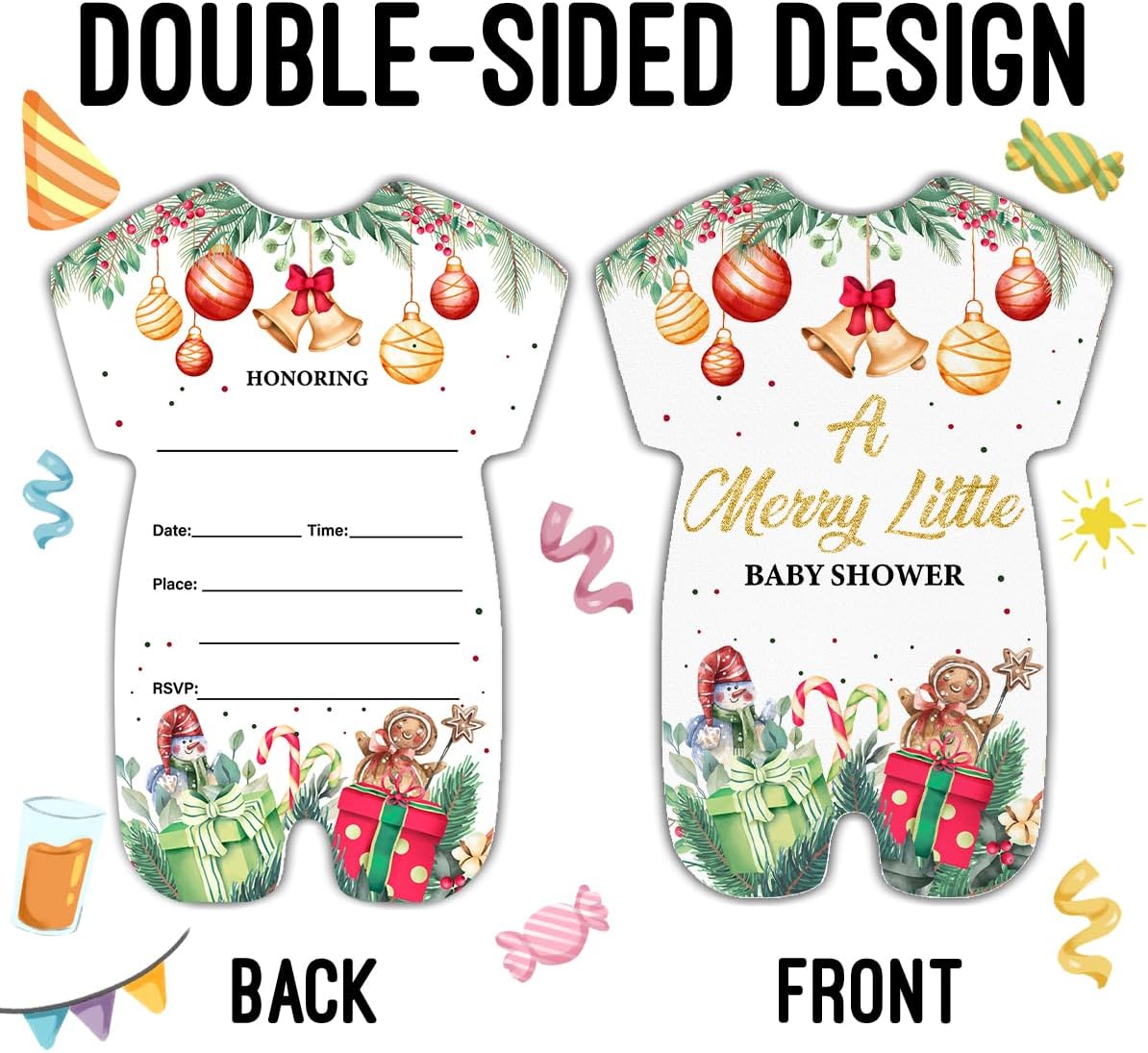 Christmas Baby Shower Invites with Envelopes 20 Pack