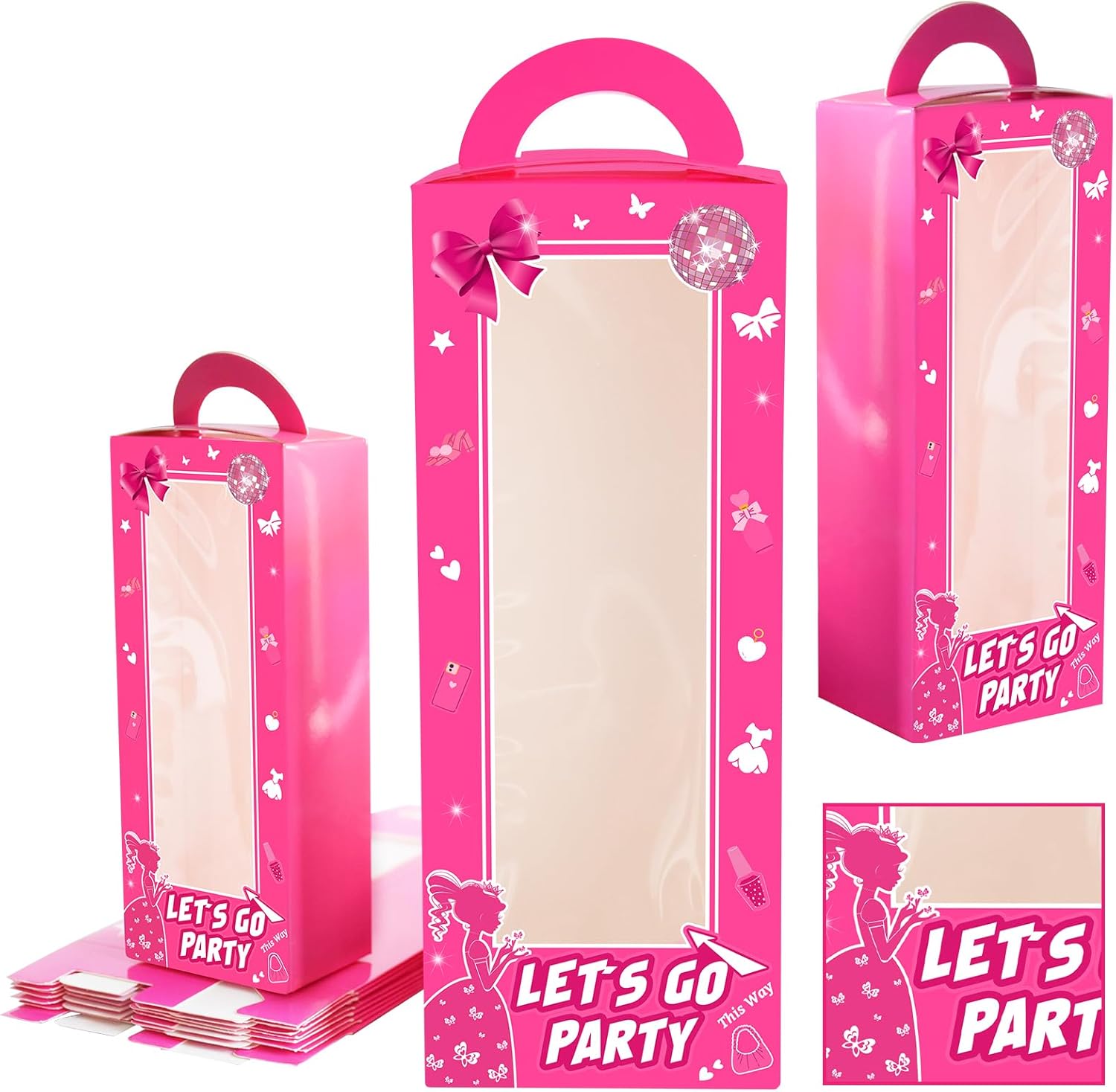 18 Pcs Hot Pink Girl Party Favor Boxes