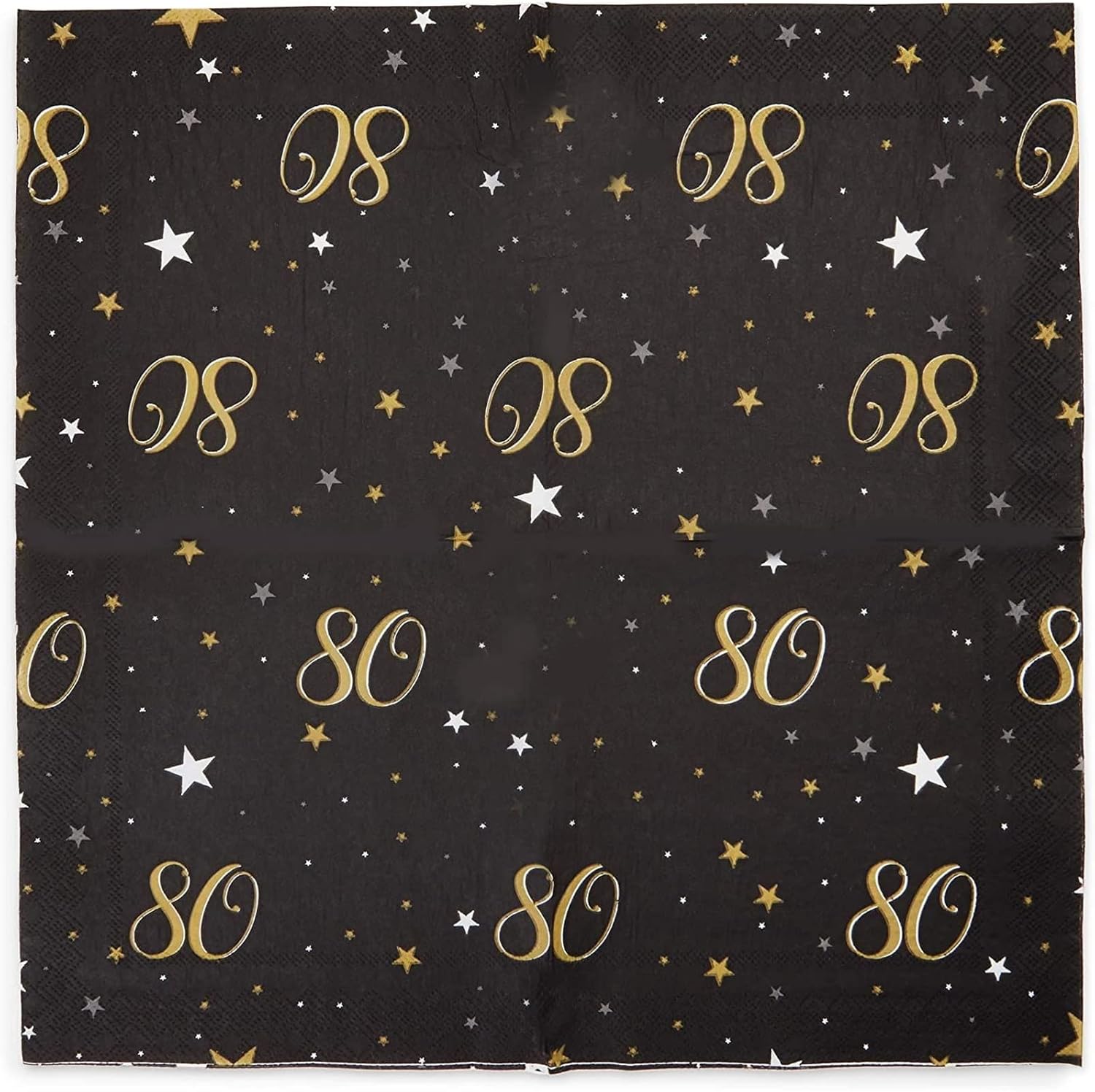 Sparkle and Bash 80th Birthday Napkins Black Gold
