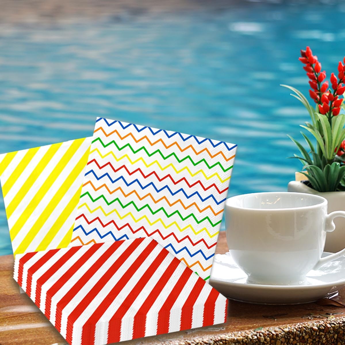 40Pcs Colorful Rainbow Napkins for Birthday Parties