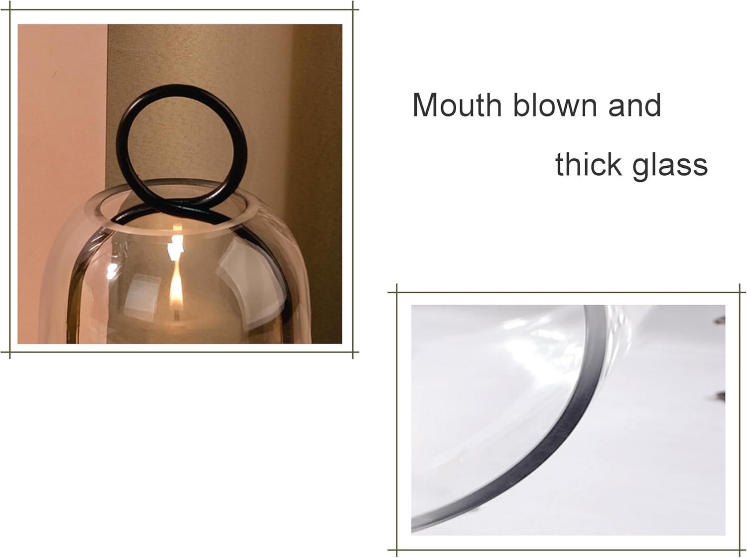 5 4 Wide Metal Candle Holder with Black Glass Dome