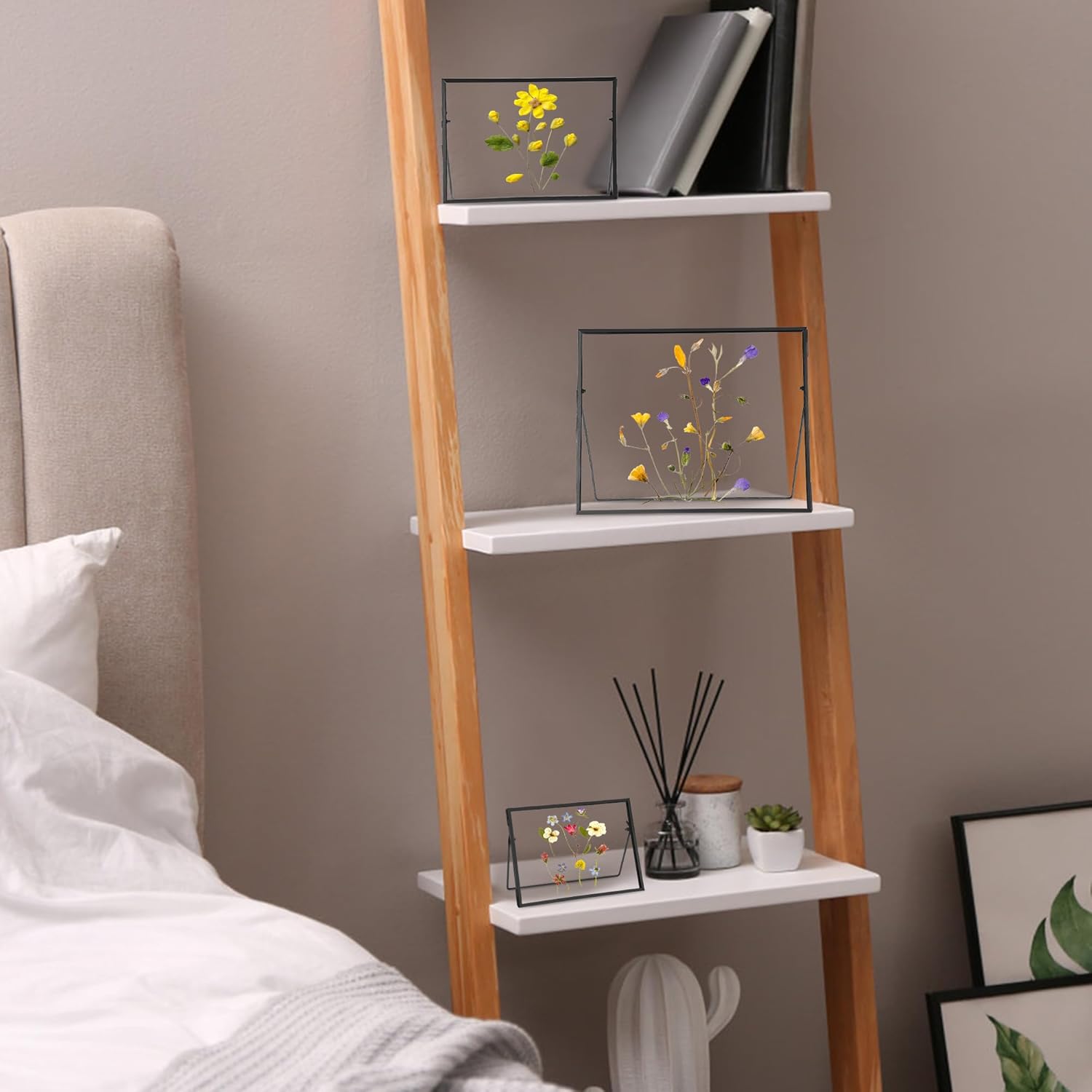 Handmade Brass Glass Frame for Dried Flowers and Photos