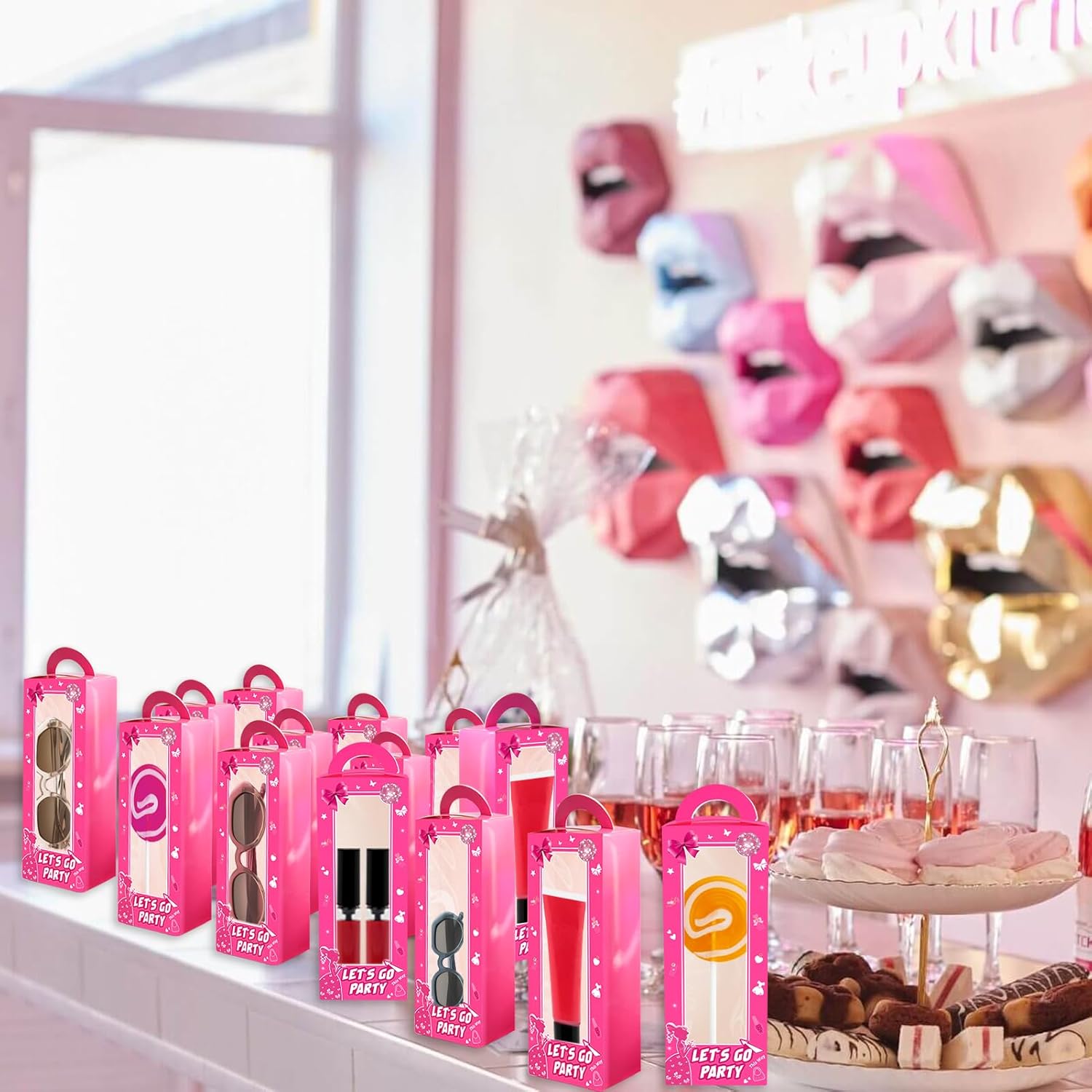 18 Pcs Hot Pink Girl Party Favor Boxes