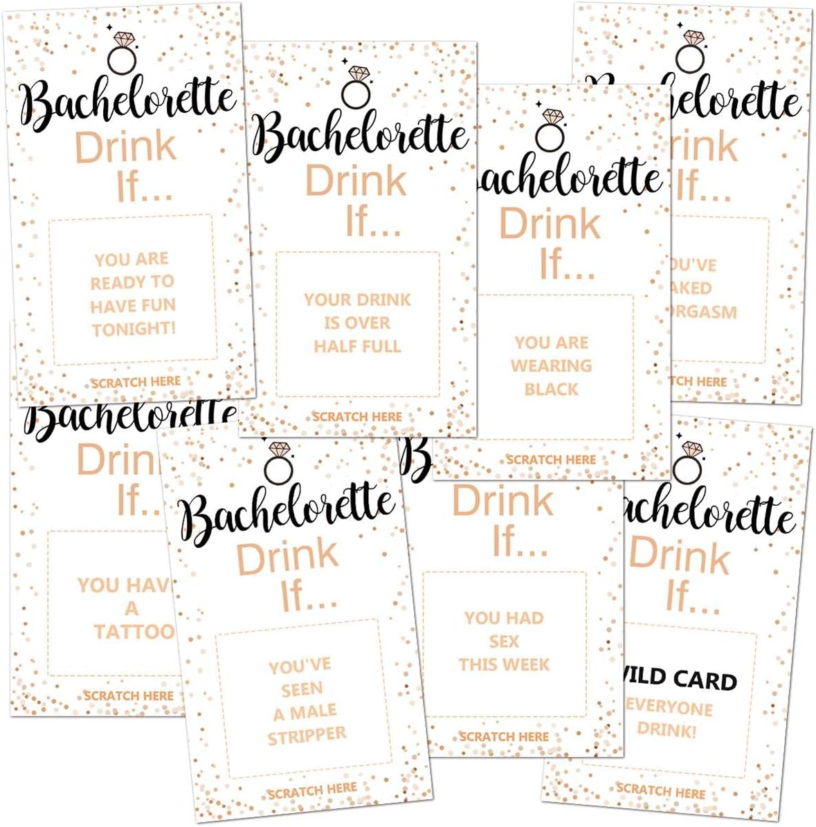 Bachelorette Drinking Games Cards - 40 Sheets for Parties