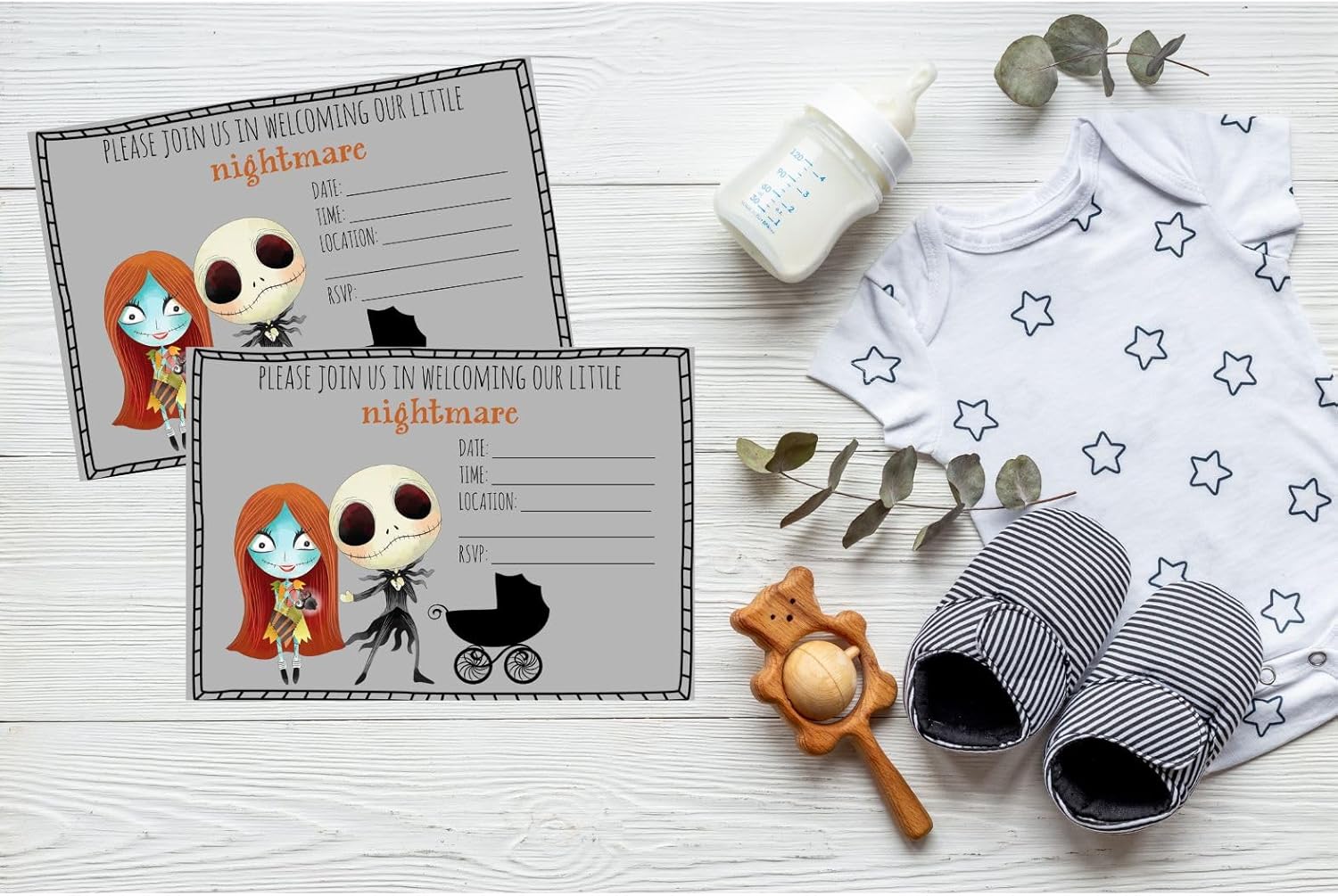 Silly Goose Gifts Welcome Our Little Nightmare Baby Shower Invitations Movie Themed