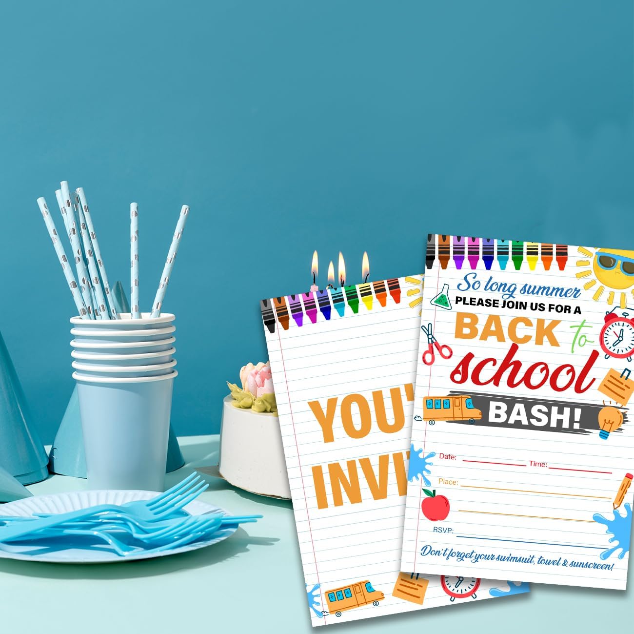 Back to School Party Invites with Envelopes Pack of 20