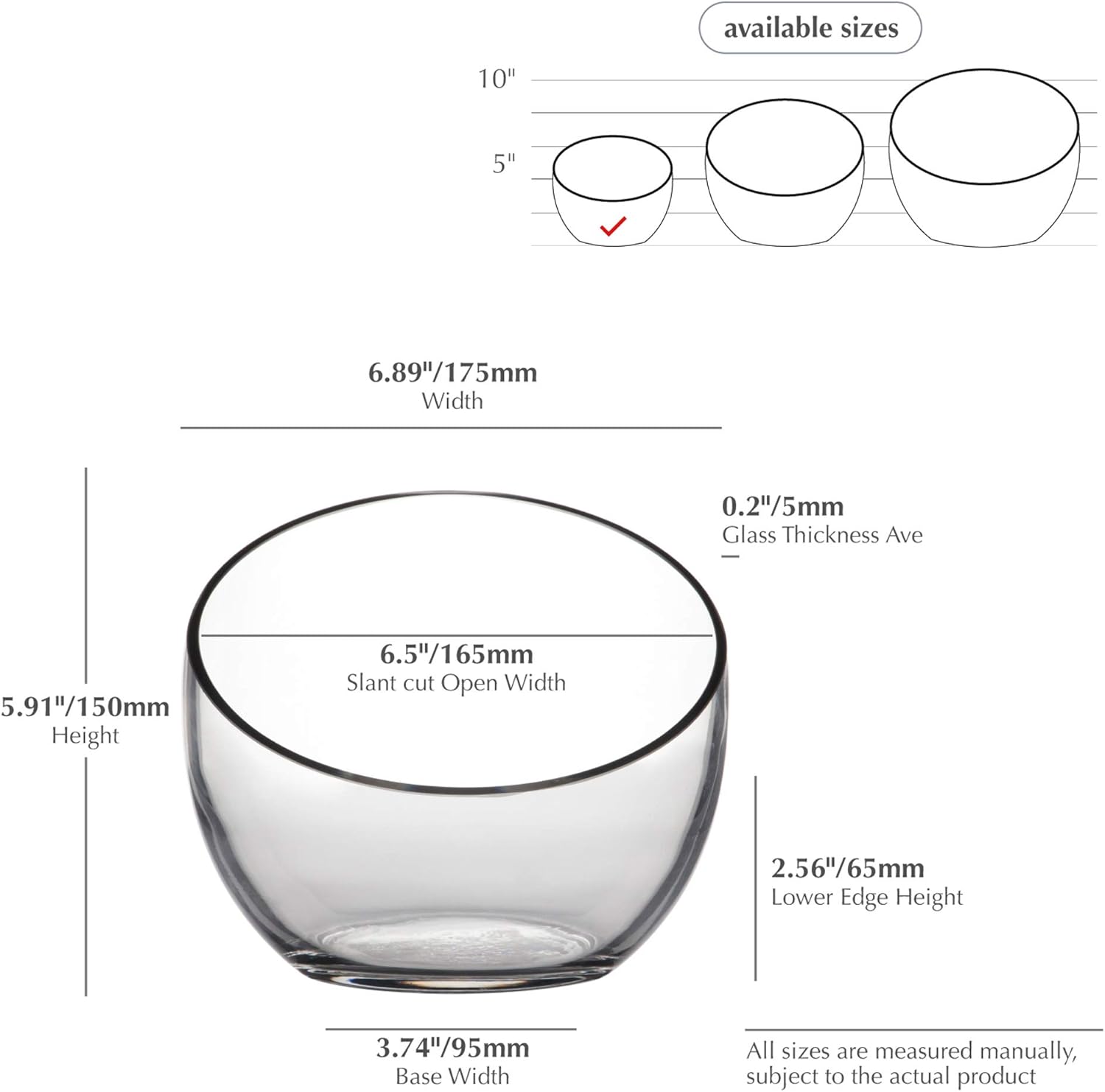 WGVI Clear Slant Cut Glass Vase 7 x 6 x 27 x 4