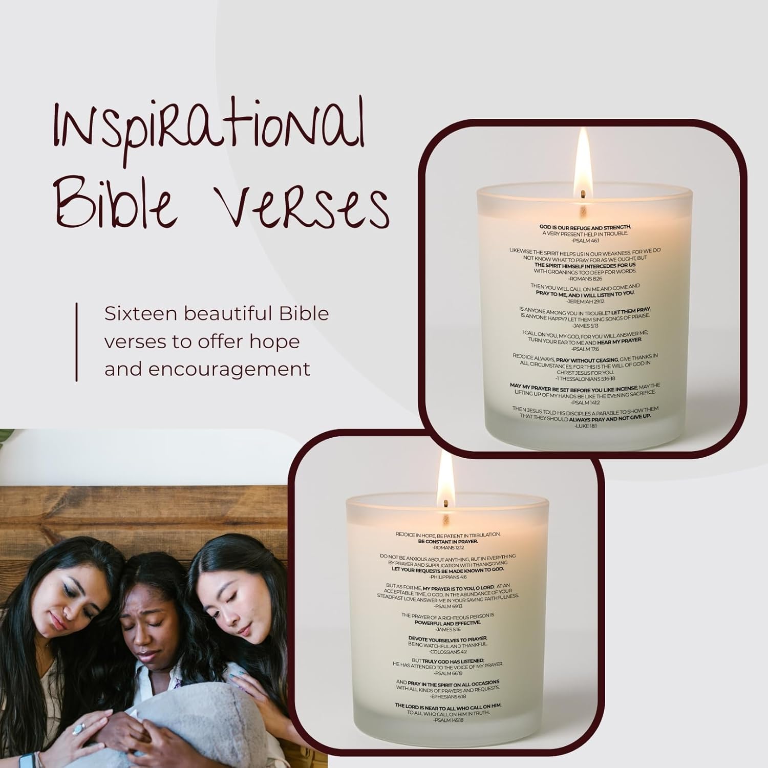 Praying For You Candle with Bible Verses for Sympathy Gifts