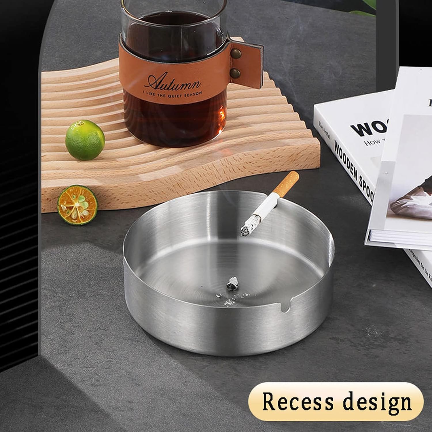 Stainless Steel Ashtray 2 Pack Large 394in for Cigarettes
