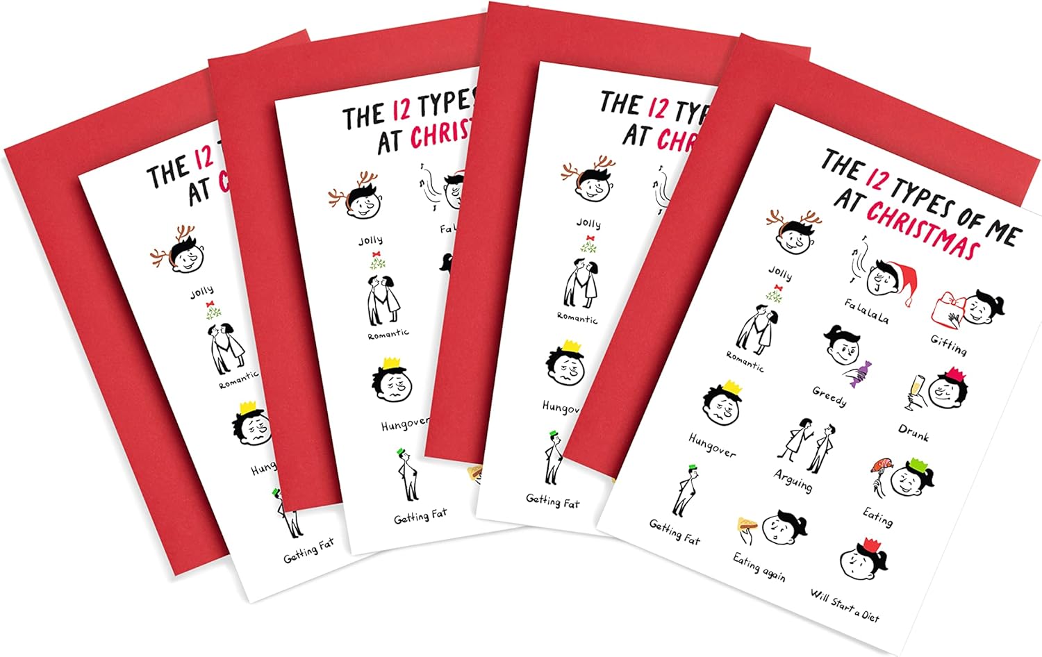 Huxters 12 Days of Christmas Funny Cards - Pack of 8