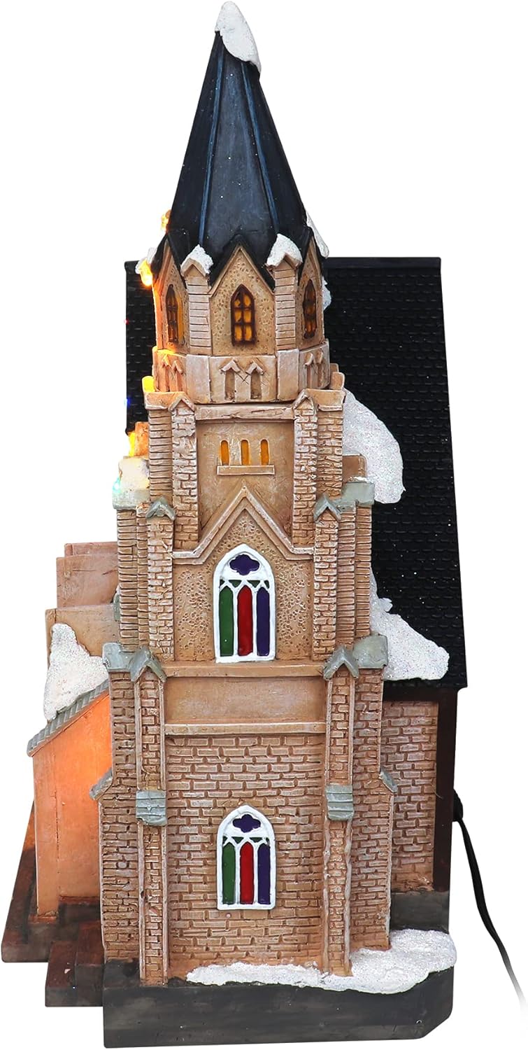 Christmas Village Cathedral - Lighted Musical Resin Collectible Display