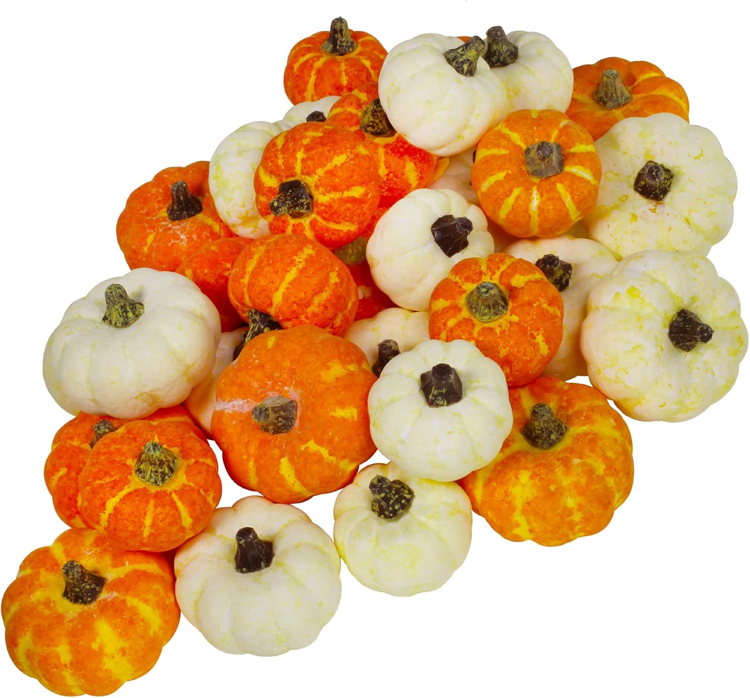 Winlyn 32 Pcs Assorted Artificial Mini Pumpkins