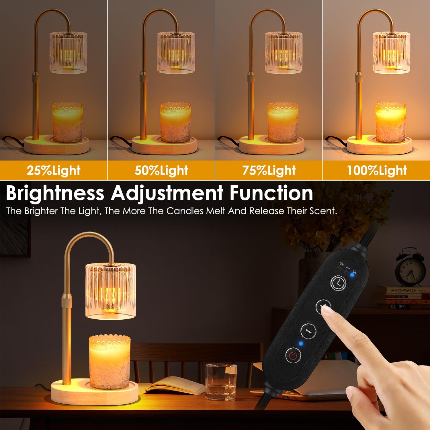 YDSP Candle Warmer Lamp with Timer Adjustable Height Modern Style