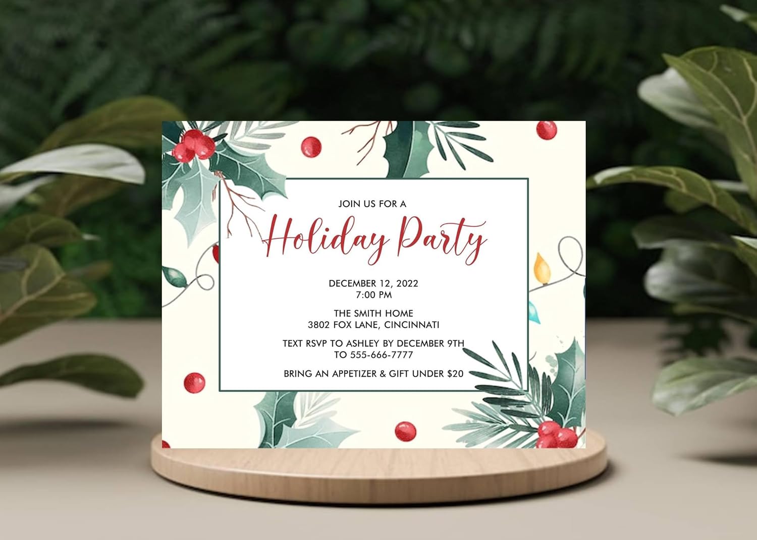 Personalized Holiday Christmas Party Invitation Holly Jolly