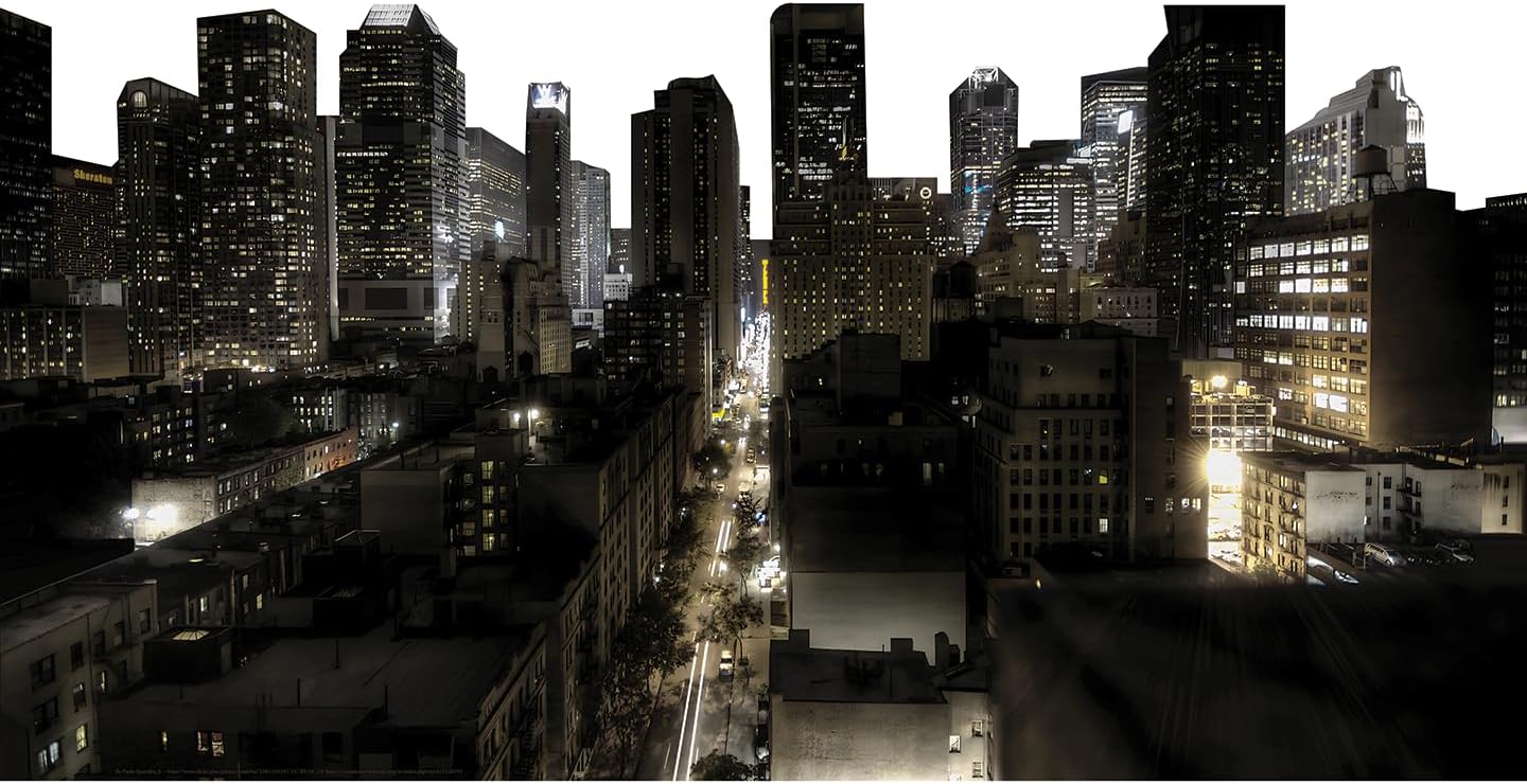 H13595 New York City Night Skyline Cardboard Cutout Standee
