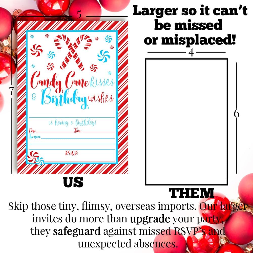 Christmas Invitations with Envelopes 20 Pack 5x7 Double Sided