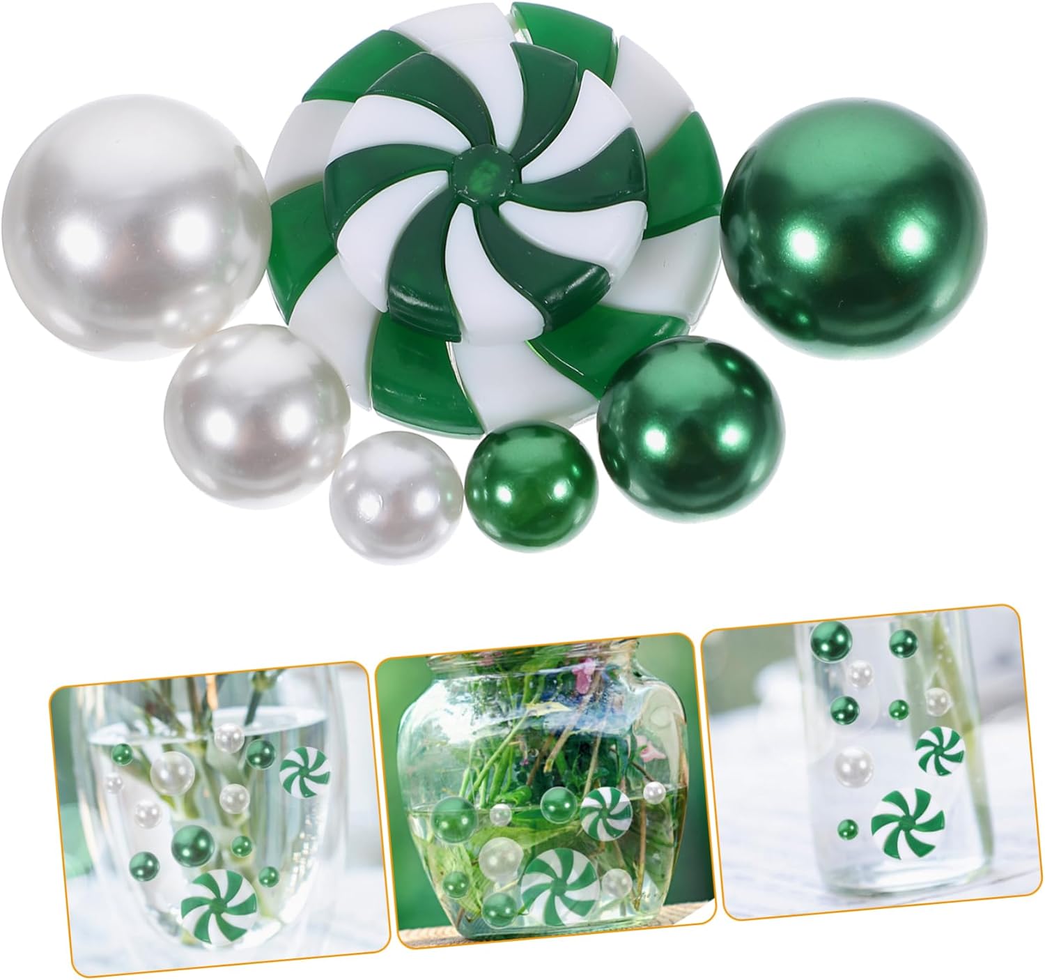 PRETYZOOM Christmas Floating Candle Decorations and Acrylic Beads Vase Filler