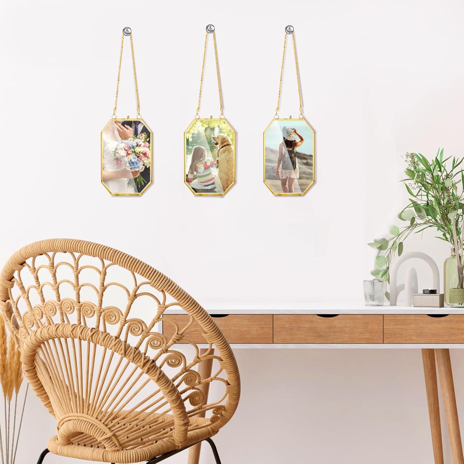 AVLA 3 Pack Pressed Flowers Glass Frames