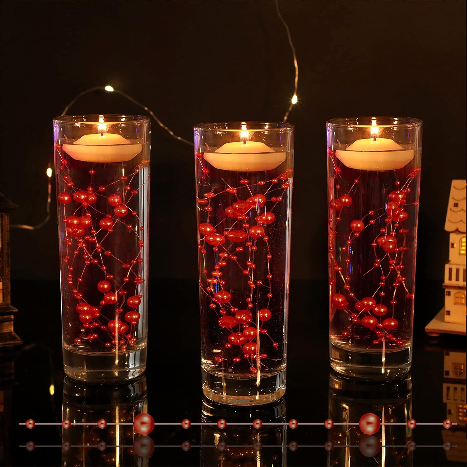 Nuanchu 50 Piece Artificial Pearl String for Candles