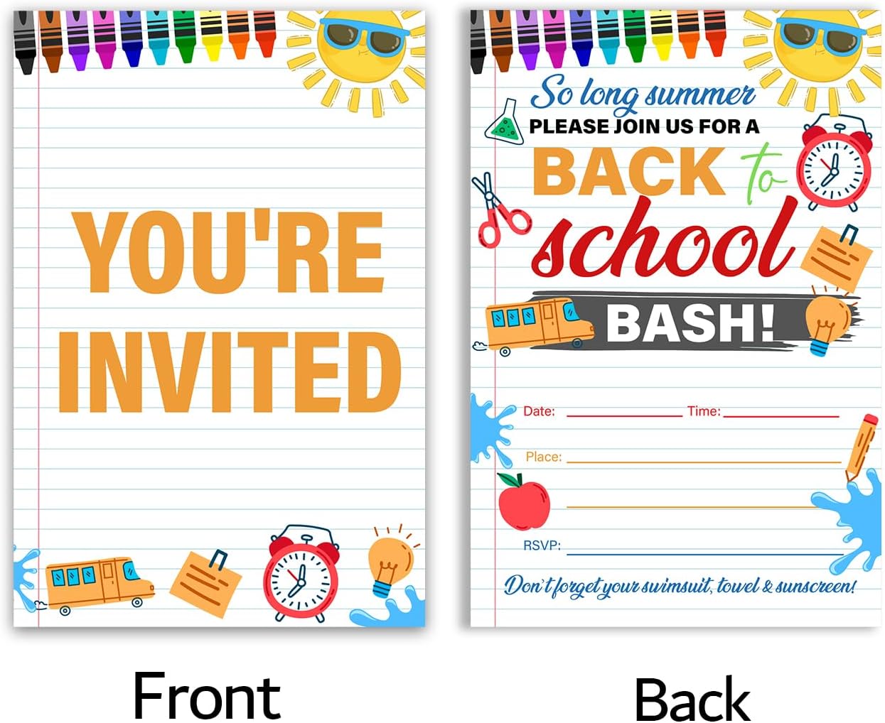 Back to School Party Invites with Envelopes Pack of 20