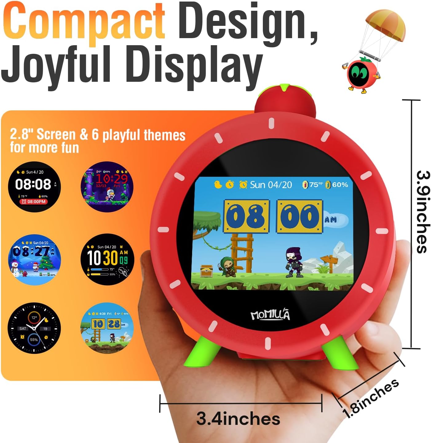 MOMILLA 4 Alarm Clock with Colorful LCD Display